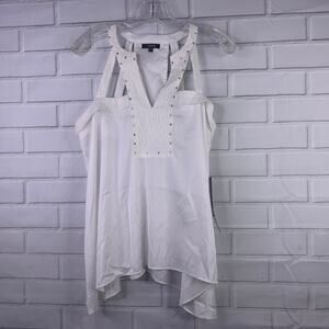 NWT XOXO tank top white satin lace studs Y2K clubwear mallcore size large
